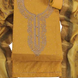 TAVAS Embroidered Chanderi Silk Unstitched Dress Material-picture-32