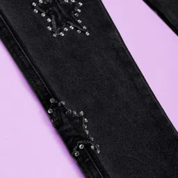 KiddoPanti Girls Regular Fit High-Rise Light Fade Embellished Stretchable Jeans image 3