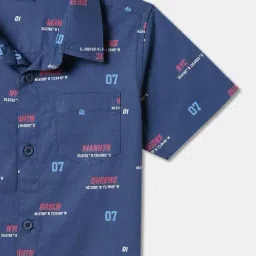 R&B Kids Blue Printed Regular Fit Shirt image 3