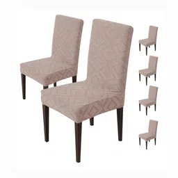 HOUSE OF QUIRK 6-Pcs Pink Patterned 220 GSM Chair Cover-picture-39