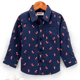 Babyhug Cotton Woven Full Sleeves Fox Printed Shirt - Navy-picture-28