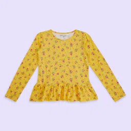 Pantaloons Junior Full Sleeves Floral Printed Top - Daffodil Yellow-picture-21