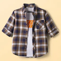Pine Kids Cotton Knit Full Sleeves Checkered Shirt with Shirts - Multicolor-picture-14