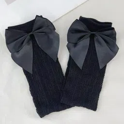 Kidofash Pack Of 4 Bow Applique Detailed & Self Designed Socks - Black-picture-10
