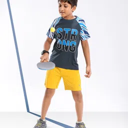 Pine Active Half Sleeves Quick Dry T-shirt with Text Print - Blue image 2