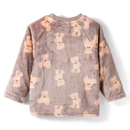 Mark & Mia Full Sleeves Winter Wear Co-ords Night Suit With Animal Print - Brown image 3