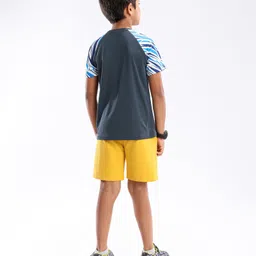 Pine Active Half Sleeves Quick Dry T-shirt with Text Print - Blue image 4