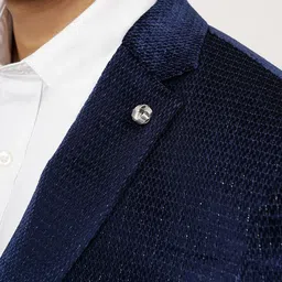 JB STUDIO Self Design Notched Lapel Long Sleeves Single Breasted Blazer image 3