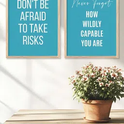 Kotart Blue & White 2 Pieces Motivational Wooden Painting Wall Art-image-94