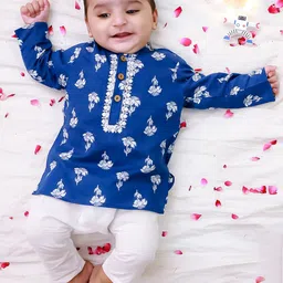 KID1 Boys Floral Printed Regular Pure Cotton Kurta with Pyjamas-picture-11