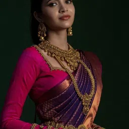 CaniBani Woven Design Zari Silk Blend Handloom Banarasi Saree-image-87