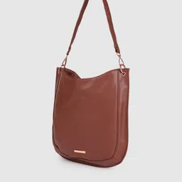 Caprese Brown Solid Regular Half Moon Shoulder Bag image 2