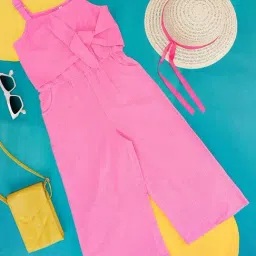 Pantaloons Junior Kids Pink Cotton Regular Fit Jumpsuit-image-11