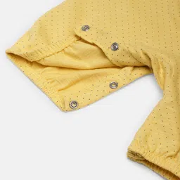 mothercare Infant Girl Yellow Polka Dot Print Peter Pan Collar Pure Cotton Romper image 3