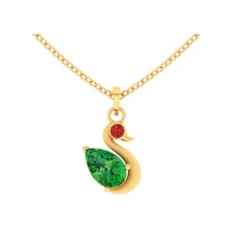 P.C. Chandra Jewellers 14k Yellow Gold Unique Duck Shaped Adorned Green Red Stone Pendant-picture-15