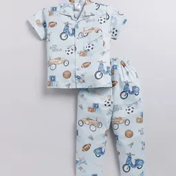 NAUTI KIDZ Boys Conversational Printed Shirt Collar Night suit-picture-27