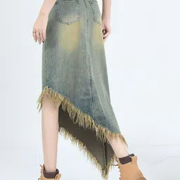 StyleCast Women Solid Midi Casual Asymmetric Skirt image 5