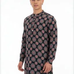 Anouk Rustic Floral Printed Band Collar Straight Kurta-picture-11