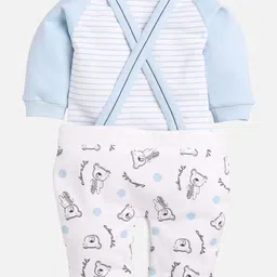 BABY GO Infant Boys Blue & White Printed Dungaree with T-Shirt image 2