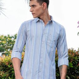 INVICTUS Men Premium Slim Fit Vertical Striped Spread Collar Cotton Casual Shirt-picture-40