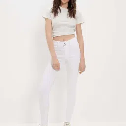 American Eagle Outfitters White Cotton Mid Rise Jeans-image-48