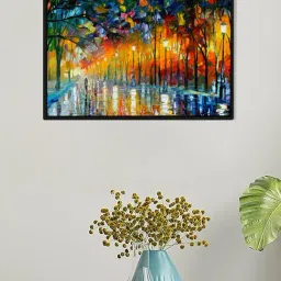Art Street Forest Tree Scenery Printed Multicolor Engineered Wood Wall Art-image-57