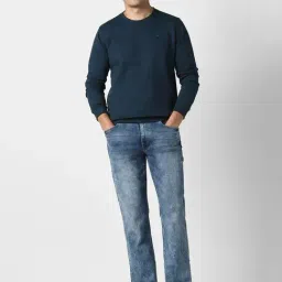 Peter England Navy Blue Regular Fit Solid Sweatshirt image 4