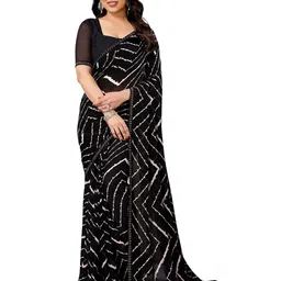 Moda Rapido Striped Poly Georgette Saree-picture-12