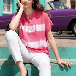 CORSICA Tie and Dye Mandarin Collar Top-picture-24