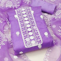 SAINOOR Embroidered Organza Semi-Stitched Dress Material-picture-49