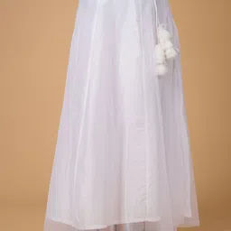 Frolic Rolic White Solid Net Maxi Skirt-image-73