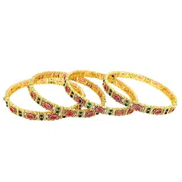 FEMMIBELLA Set Of 4 Gold Plated Stone Studded Bangle image 5