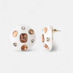 DressBerry Gold-Plated Artificial Stones Studded Circular Shaped Studs image 4