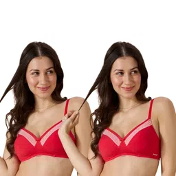 bodyline Pack of 2 Medium Coverage Lightly Padded Seamless Cotton Non-Wired T-Shirt Bra image 5