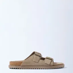 SOLEPLAY by Westside Taupe Slip-On Suede Leather Sandals-picture-35