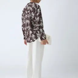 Wardrobe by Westside Dark Brown Abstract Design Shirt image 2