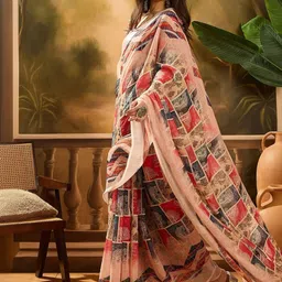HERE&NOW Zari Linen Blend Saree image 3