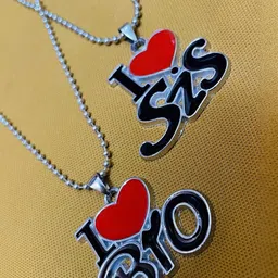 inites Set Of 2 Brother's Day & Sister's Day "I Love Sis" And "I Love Bro" Letter Heart Locket Pendant-picture-28