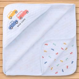 Pink Rabbit Knit Hooded Towel with Car Print L 81 x B 81 cm - Light Blue-picture-37