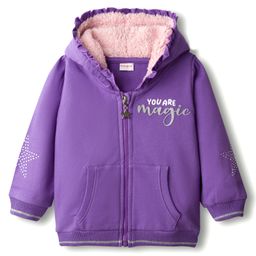 Babyhug Cotton Knit Full Sleeves Hooded Sweatjacket With HD Text Print & Kangaroo Pockets - Purple-picture-21