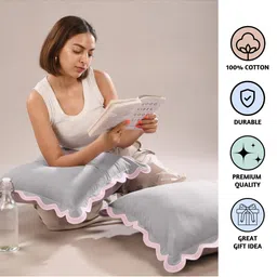 FOLKULTURE Grey & Purple 2 Pieces Square Cushion Covers image 4