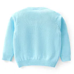 Babyhug Knitted Full Sleeves Front Open Sweater With Frill Detailing - Aqua Blue image 2