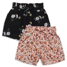 Cutecumber Pack Of 2 Floral Printed Shorts - Black & Beige image 3