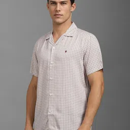 Louis Philippe Jeans Men Cuban Collar Geometric Printed Lyocell Slim Fit Casual Shirt image 3