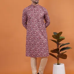 TABARD Floral Printed Mandarin Collar Pure Cotton Straight Kurta-picture-18