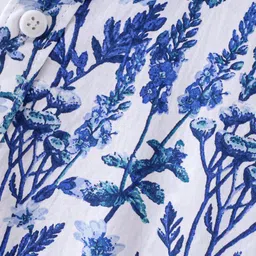 Jash Kids Cotton Woven Half Sleeves Floral Printed Shirt - White & Blue image 3