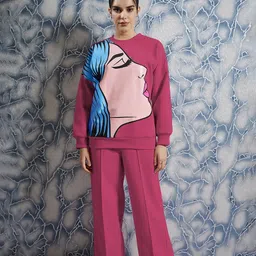 Athena Printed Round Neck Sweatshirt & Trousers Co-Ords-picture-32