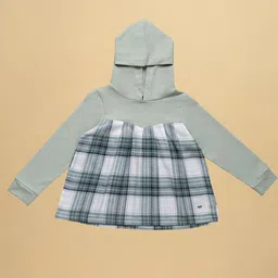 Purple United Kids Girls Checked Hooded Sweatshirt image 2