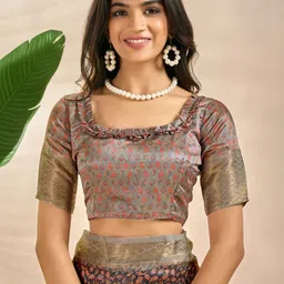 clotheva Floral Silk Blend Saree image 4