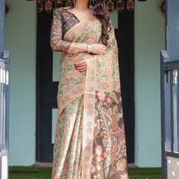 MAHARANI COUTURE Ethnic Motifs Printed Pure Cotton Kanjeevaram Saree image 3